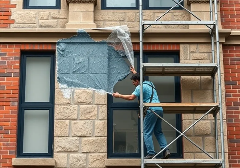 Ravalement de façade en pierre, nettoyage et application d'enduit